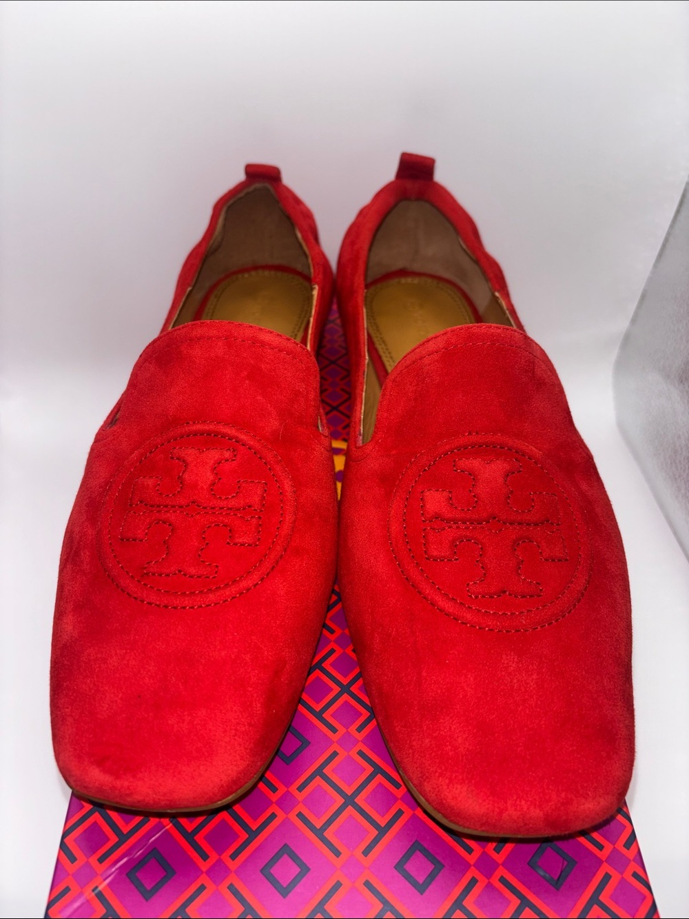 Tory Burch Red Suede Slip-On Loafers - Picture 4 of 14
